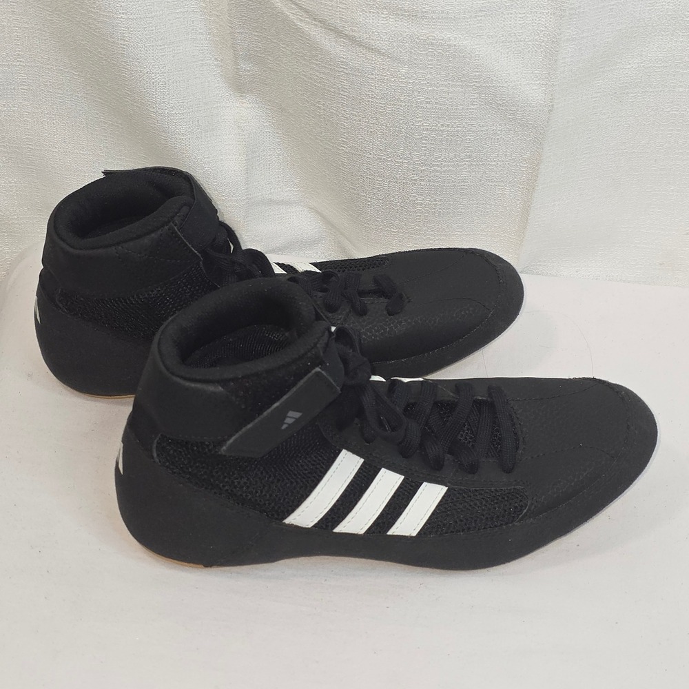 Adidas HVC 2 Youth Wrestling Shoes Black White High Top Sneakers Mens Size 6